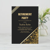 Invitation Parti de retraite moderne Noir et Or (Debout devant)