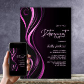 Invitation Parti de retraite moderne noir rose