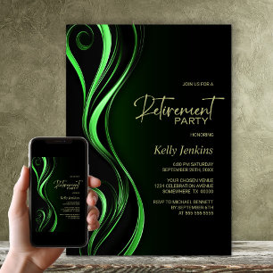 Invitation Parti de retraite moderne noir vert