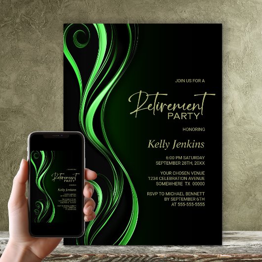 Invitation Parti de retraite moderne noir vert