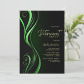 Invitation Parti de retraite moderne noir vert (Debout devant)
