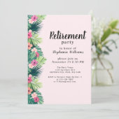 Invitation Parti de retraite moderne rose tropicale (Debout devant)