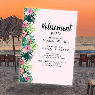 Invitation Parti de retraite moderne rose tropicale