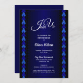 Invitation Parti de retraite noir et bleu (Devant / Derrière)