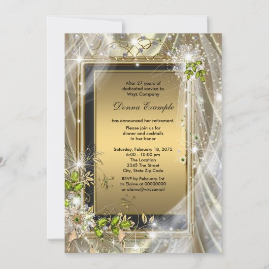 Invitation Parti de retraite noir et or (Dos)
