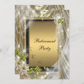 Invitation Parti de retraite noir et or (Devant / Derrière)