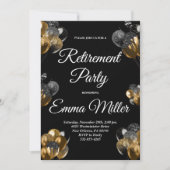 Invitation Parti de retraite noir et or (Devant)