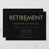 Invitation Parti de retraite Noir & Or (Devant / Derrière)
