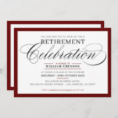 Invitation PARTI DE RETRAITE OFFICIELLE marron moderne bordea (Devant / Derrière)