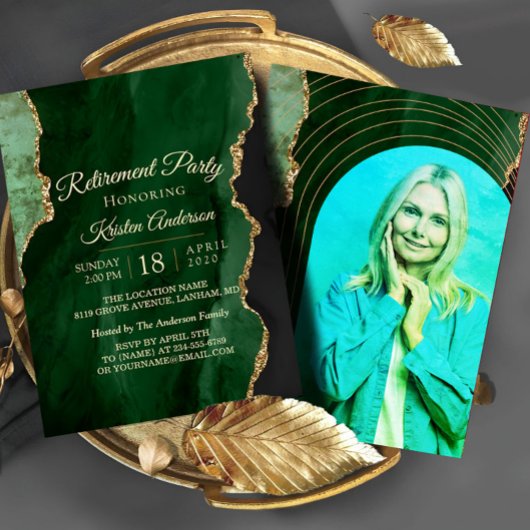 Invitation Parti de retraite Or Emerald moderne