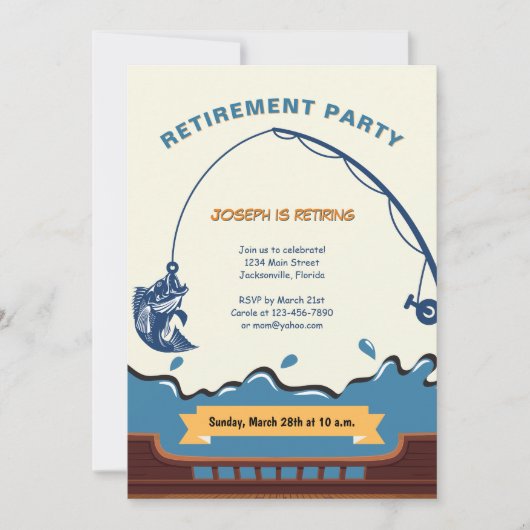 Invitation Parti de retraite pêche maritime simple (Devant)
