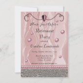 Invitation Parti de retraite Perles et soie rose (Devant)