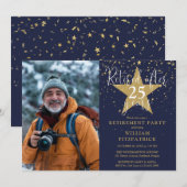Invitation Parti De Retraite Photo Marine Et Gold Stars (Devant / Derrière)