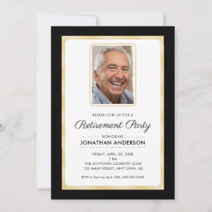 Invitation Parti de retraite photo   Noir et or