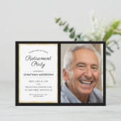 Invitation Parti de retraite photo | Noir et or (Debout devant)