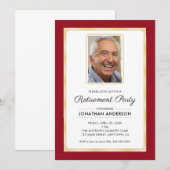 Invitation Parti de retraite photo | Rouge et or (Devant / Derrière)