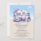 Invitation Parti de retraite pourpre caravane (Devant)