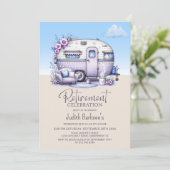 Invitation Parti de retraite pourpre caravane (Debout devant)
