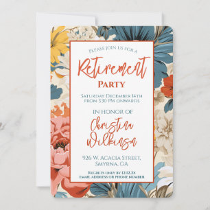 Invitation Parti de retraite rétroactif Geranium Floral
