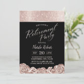Invitation Parti de retraite Rose moderne Fleurs d'or (Debout devant)
