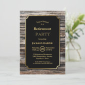 Invitation Parti de retraite Rustique Bois Gold Frontière (Debout devant)