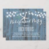 Invitation Parti de retraite Rustique Dusty Blue Beach Starfi (Devant / Derrière)