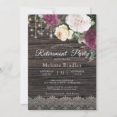 Invitation Parti de retraite Rustique Floral (Devant)