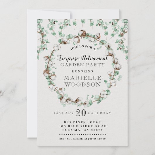 Invitation Parti de retraite rustique Garden (Devant)