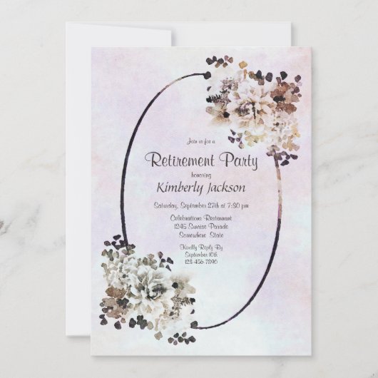 Invitation Parti de retraite Rustique pays Floral (Devant)