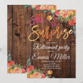 Invitation Parti de retraite rustique surprise (Devant / Derrière)