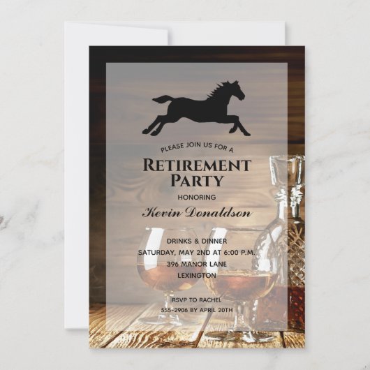Invitation Parti de retraite Rustique Whiskey (Devant)