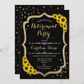 Invitation Parti de retraite - Sunflower Black Gold (Devant / Derrière)