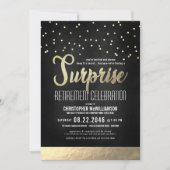 Invitation Parti de retraite surprise Black/Gold tendance (Devant)
