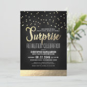 Invitation Parti de retraite surprise Black/Gold tendance (Debout devant)