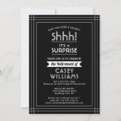 Invitation Parti de retraite surprise Élégant noir et blanc (Devant)