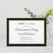 Invitation Parti de retraite surprise Horizontal Noir & Or (Debout devant)