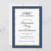 Invitation Parti de retraite surprise | Marine bleu et or (Devant)