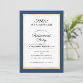 Invitation Parti de retraite surprise | Marine bleu et or (Debout devant)
