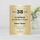 Invitation Parti de retraite surprise - Noir Or (Debout devant)