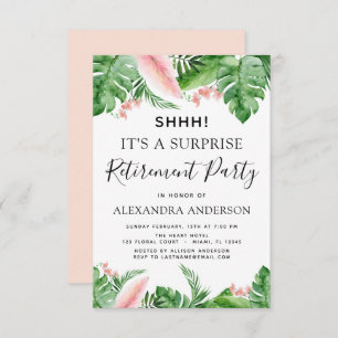 Invitation Parti de retraite surprise Palm tropical Floral