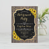 Invitation Parti de retraite - Tournesols Bois rustique (Debout devant)