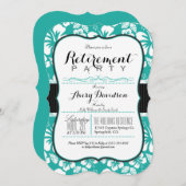 Invitation Parti de retraite Tropical Turquoise & Blanc (Devant / Derrière)