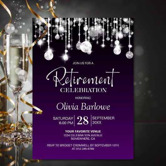 Invitation Parti de retraite violet élégant