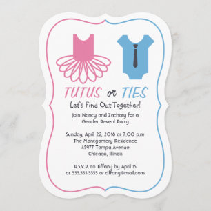 Invitation Parti de révélation de genre tutus ou Cravate