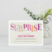 Invitation Parti de surprise à motif rose budgétaire (Debout devant)