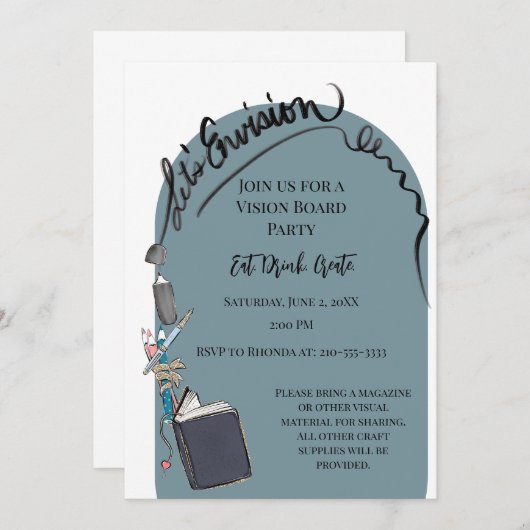Invitation Parti de Vision Board Illustré (Devant / Derrière)