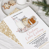 Invitation Parti d'échange de biscuits de Noël rose et or mod