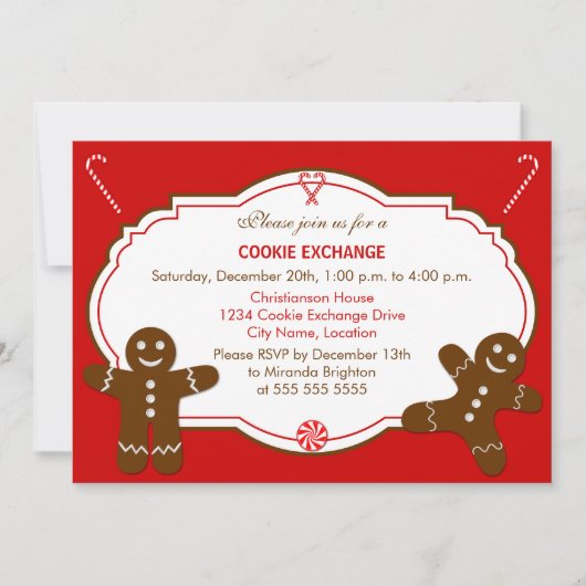 Invitation Parti d'échange de biscuits en pain d'épice (Devant)