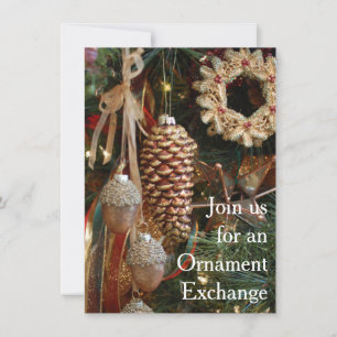 Invitation Parti d'échange des ornements de Noël rustiques