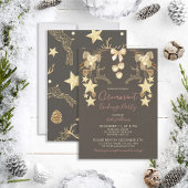 Invitation Parti d'échange d'ornement de vacances Gold Rose n